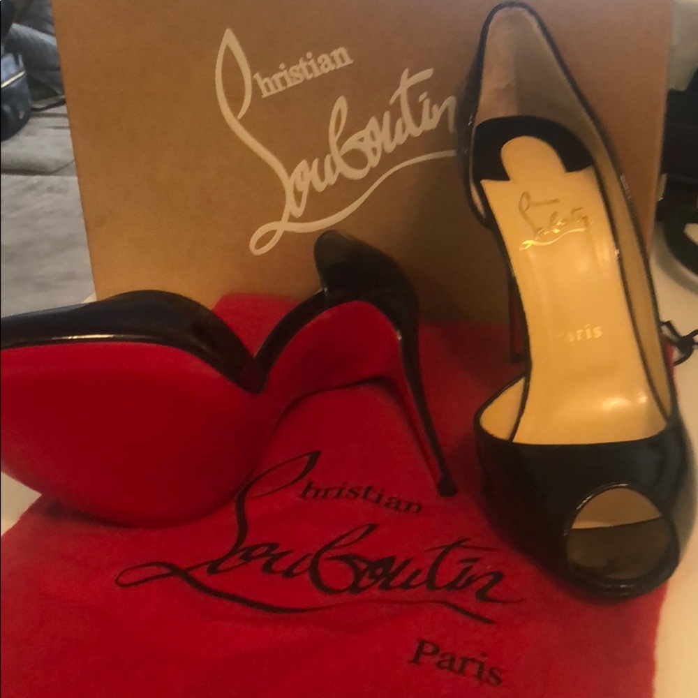 Demi You 100 Patent - s 39.5 black open toe peeps